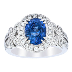 18ct White Gold 3.27ct Sapphire & Diamond Ring - Ring - Walker & Hall
