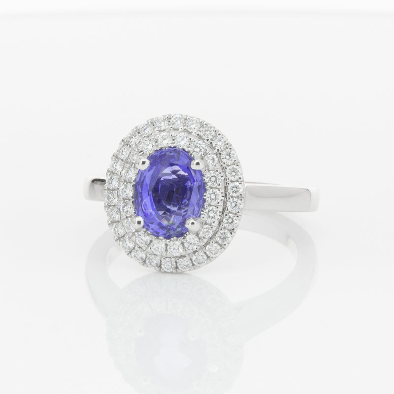 18ct White Gold 1.58ct Sapphire & Diamond Ring-Ring-Walker & Hall