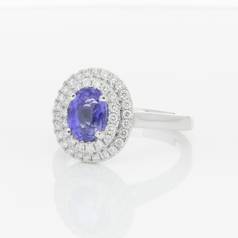 18ct White Gold 1.58ct Sapphire & Diamond Ring-Ring-Walker & Hall