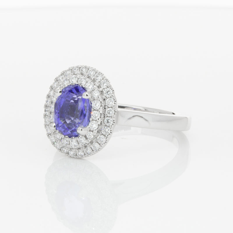 18ct White Gold 1.58ct Sapphire & Diamond Ring-Ring-Walker & Hall