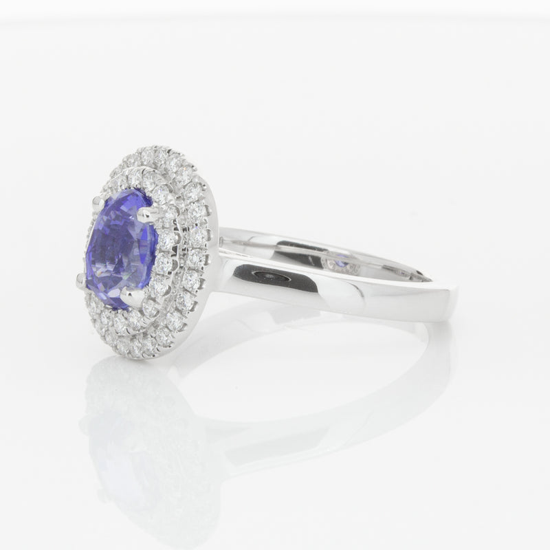 18ct White Gold 1.58ct Sapphire & Diamond Ring-Ring-Walker & Hall