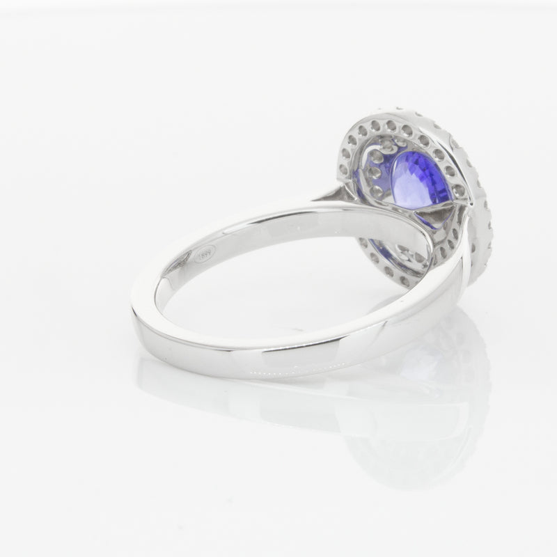 18ct White Gold 1.58ct Sapphire & Diamond Ring-Ring-Walker & Hall
