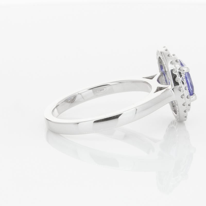 18ct White Gold 1.58ct Sapphire & Diamond Ring-Ring-Walker & Hall