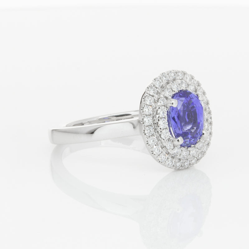 18ct White Gold 1.58ct Sapphire & Diamond Ring-Ring-Walker & Hall