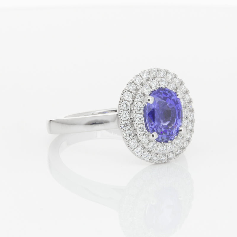 18ct White Gold 1.58ct Sapphire & Diamond Ring-Ring-Walker & Hall