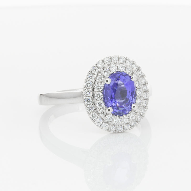 18ct White Gold 1.58ct Sapphire & Diamond Ring-Ring-Walker & Hall