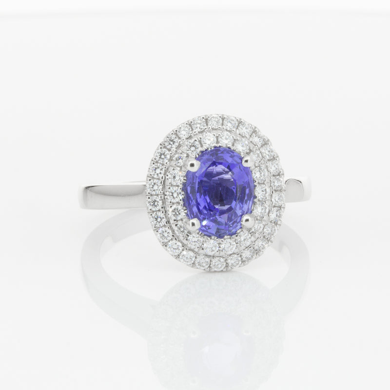 18ct White Gold 1.58ct Sapphire & Diamond Ring-Ring-Walker & Hall