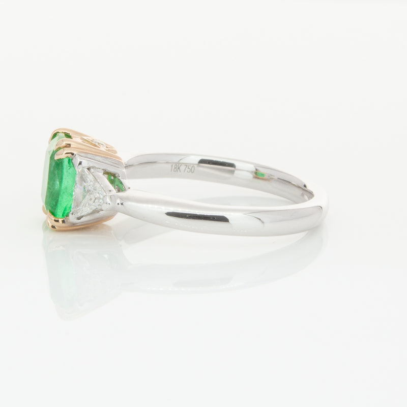 18ct White & Yellow Gold 1.78ct Emerald & Diamond Ring-Ring-Walker & Hall