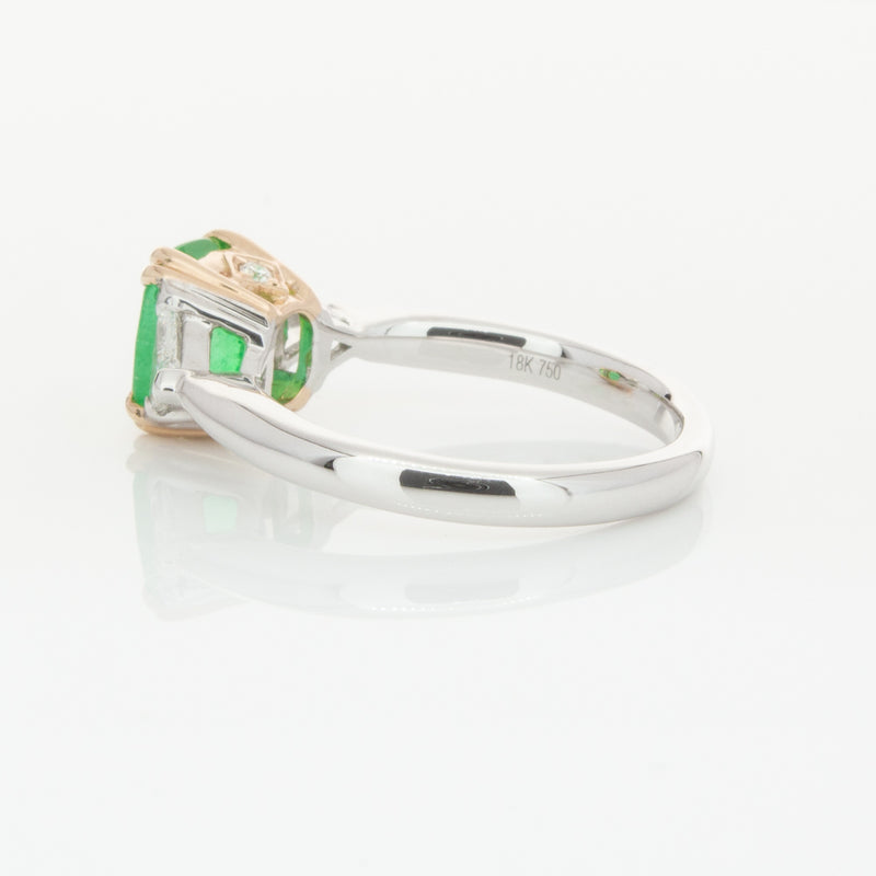 18ct White & Yellow Gold 1.78ct Emerald & Diamond Ring-Ring-Walker & Hall