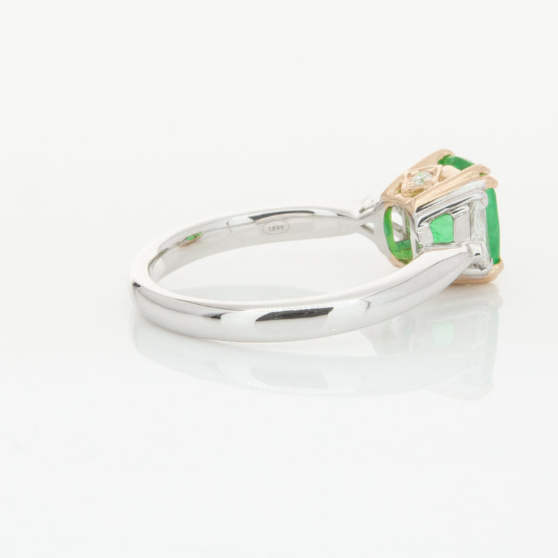 18ct White & Yellow Gold 1.78ct Emerald & Diamond Ring-Ring-Walker & Hall
