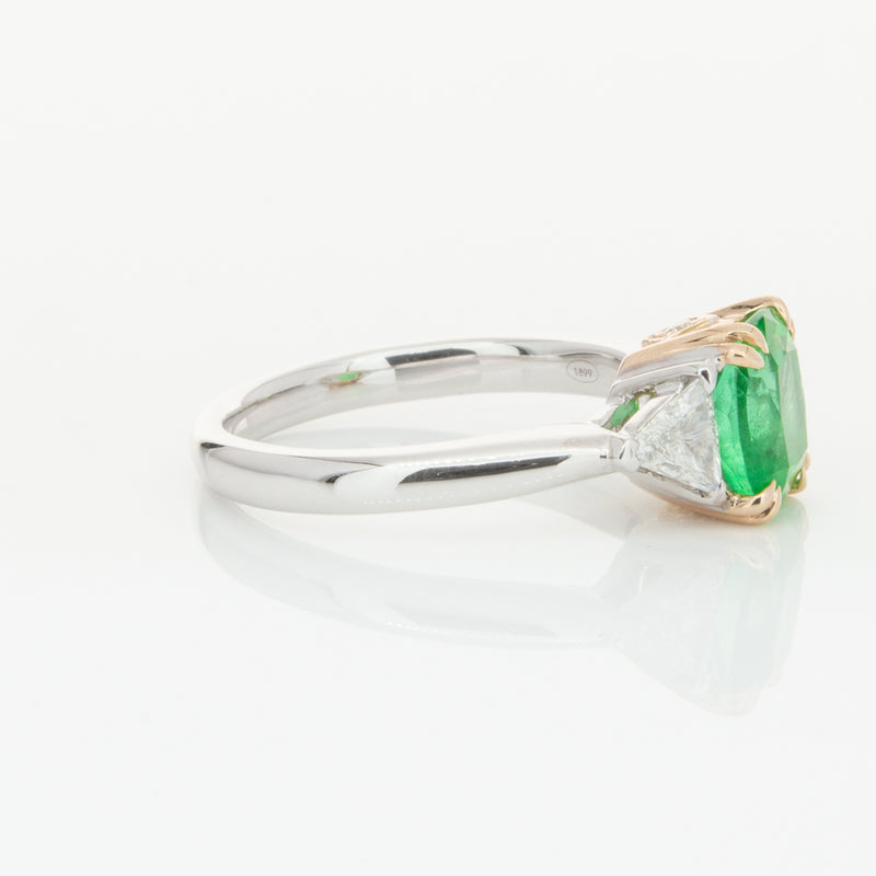18ct White & Yellow Gold 1.78ct Emerald & Diamond Ring-Ring-Walker & Hall