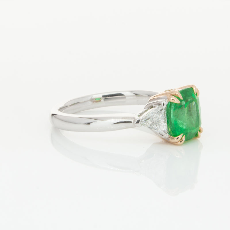 18ct White & Yellow Gold 1.78ct Emerald & Diamond Ring-Ring-Walker & Hall