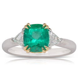 18ct White & Yellow Gold 1.78ct Emerald & Diamond Ring - Walker & Hall