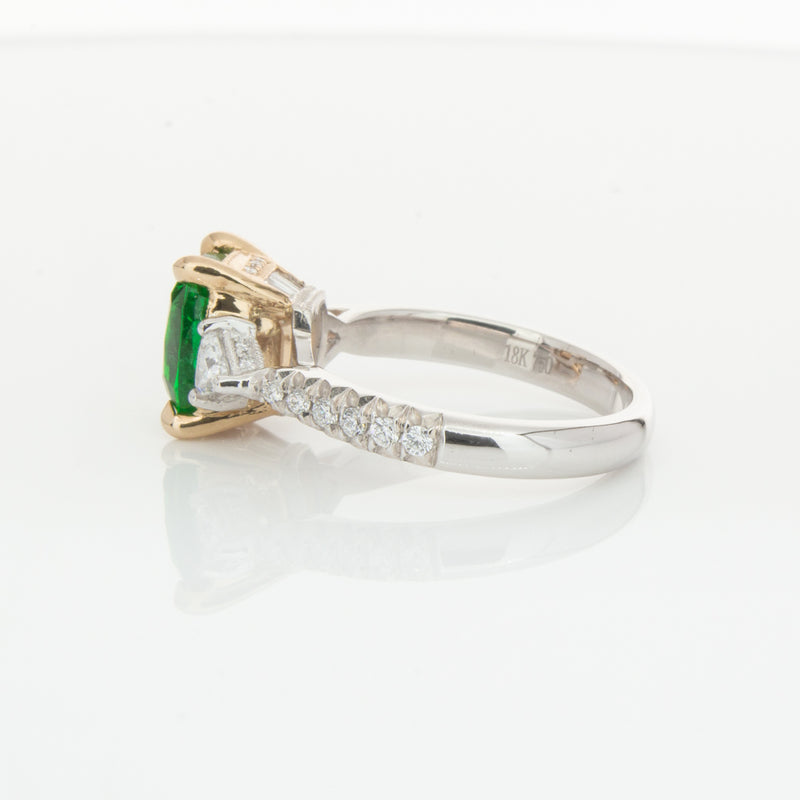 18ct White & Yellow Gold 2.67ct Emerald & Diamond Ring-Ring-Walker & Hall