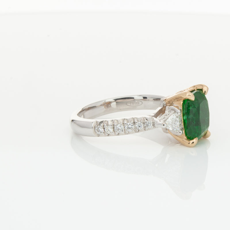 18ct White & Yellow Gold 2.67ct Emerald & Diamond Ring-Ring-Walker & Hall