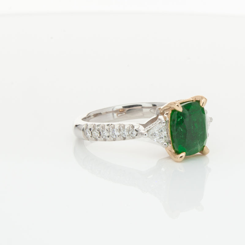 18ct White & Yellow Gold 2.67ct Emerald & Diamond Ring-Ring-Walker & Hall