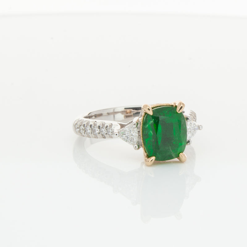 18ct White & Yellow Gold 2.67ct Emerald & Diamond Ring-Ring-Walker & Hall