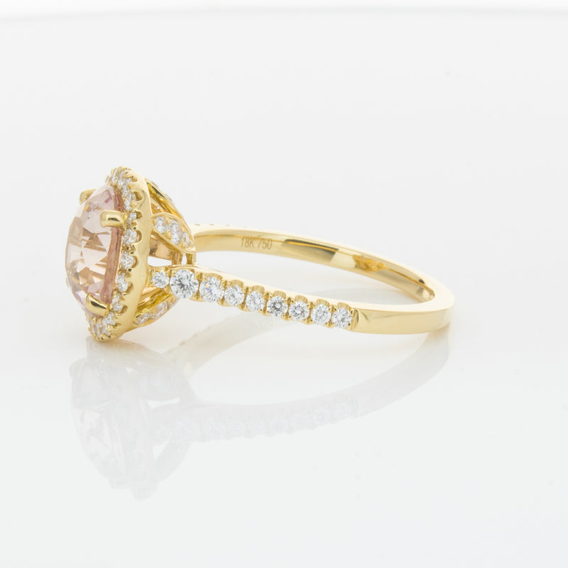 18ct Yellow Gold Padparadscha Sapphire & Diamond Ring-Ring-Walker & Hall