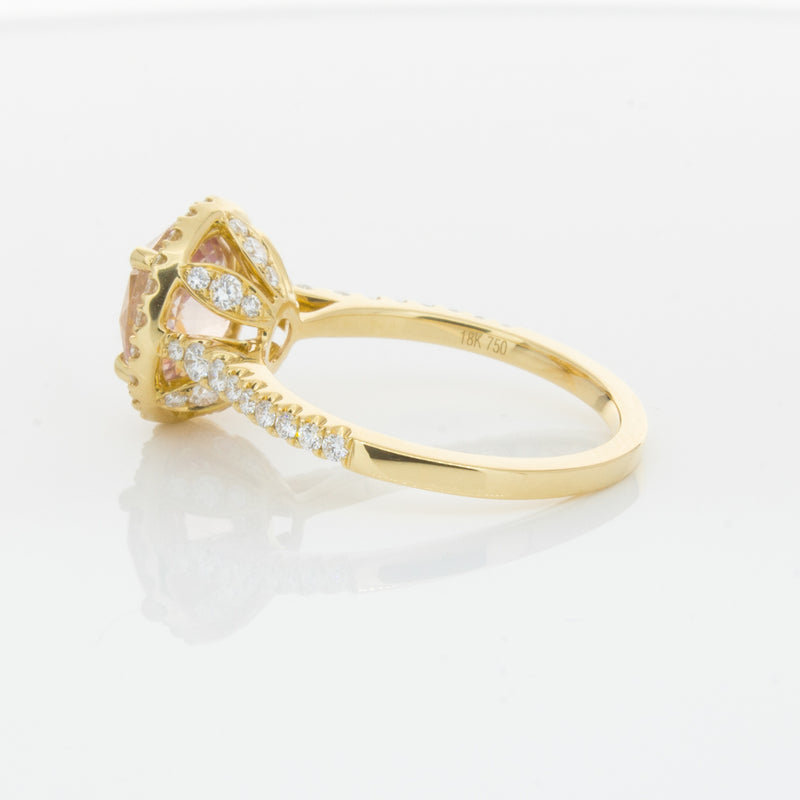 18ct Yellow Gold Padparadscha Sapphire & Diamond Ring-Ring-Walker & Hall