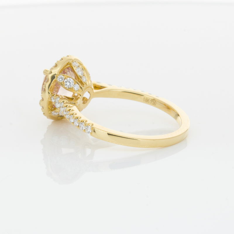18ct Yellow Gold Padparadscha Sapphire & Diamond Ring-Ring-Walker & Hall