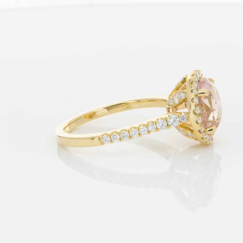 18ct Yellow Gold Padparadscha Sapphire & Diamond Ring-Ring-Walker & Hall