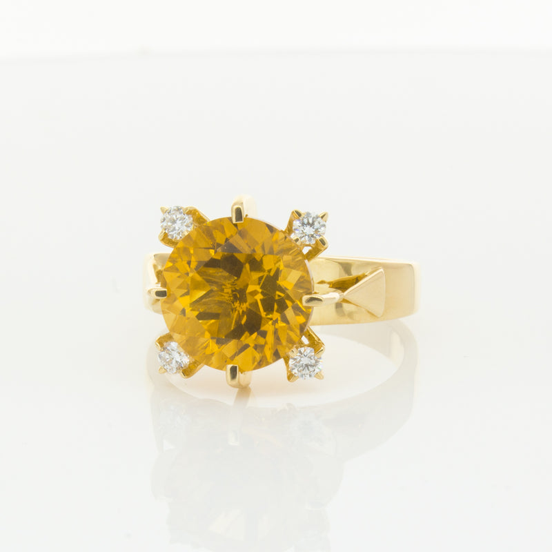 18ct Yellow Gold Citrine & Diamond Ring-Ring-Walker & Hall