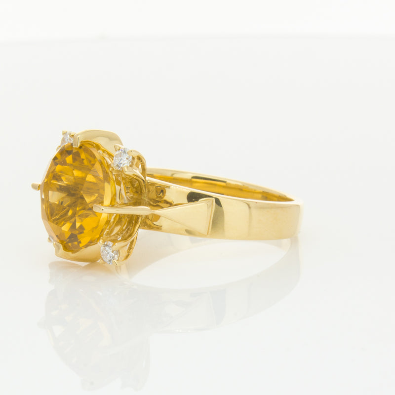 18ct Yellow Gold Citrine & Diamond Ring-Ring-Walker & Hall
