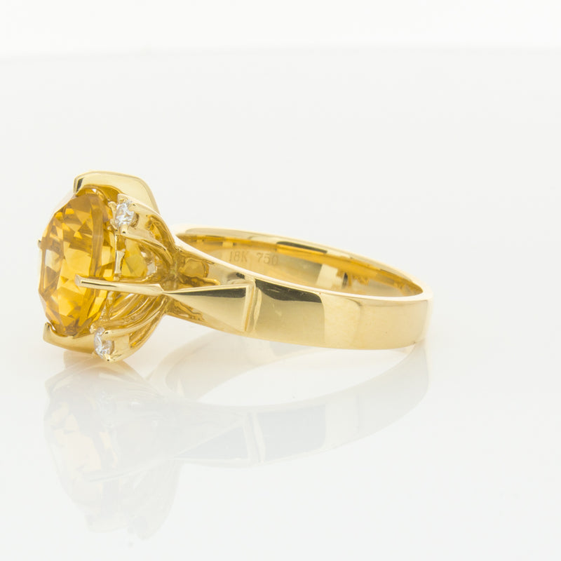 18ct Yellow Gold Citrine & Diamond Ring-Ring-Walker & Hall