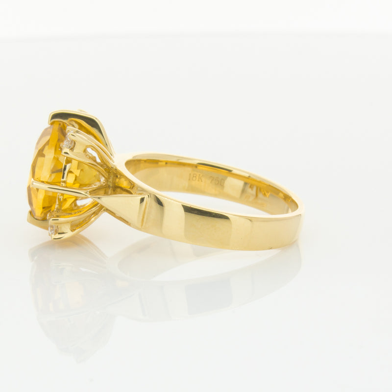 18ct Yellow Gold Citrine & Diamond Ring-Ring-Walker & Hall