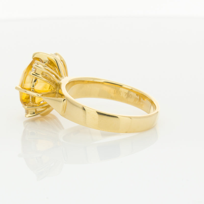 18ct Yellow Gold Citrine & Diamond Ring-Ring-Walker & Hall