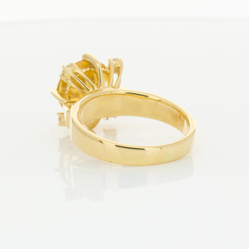 18ct Yellow Gold Citrine & Diamond Ring-Ring-Walker & Hall