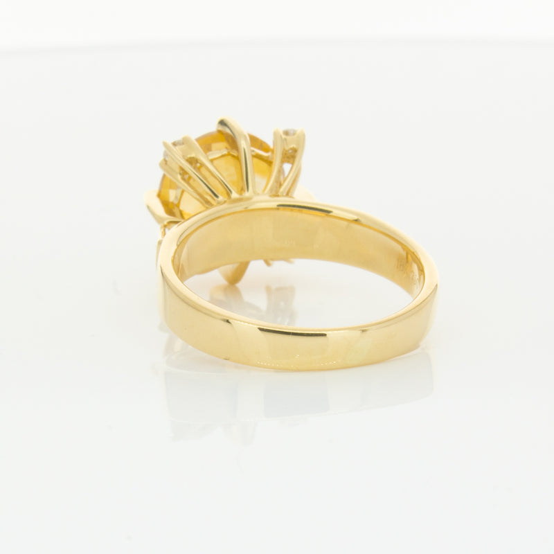 18ct Yellow Gold Citrine & Diamond Ring-Ring-Walker & Hall