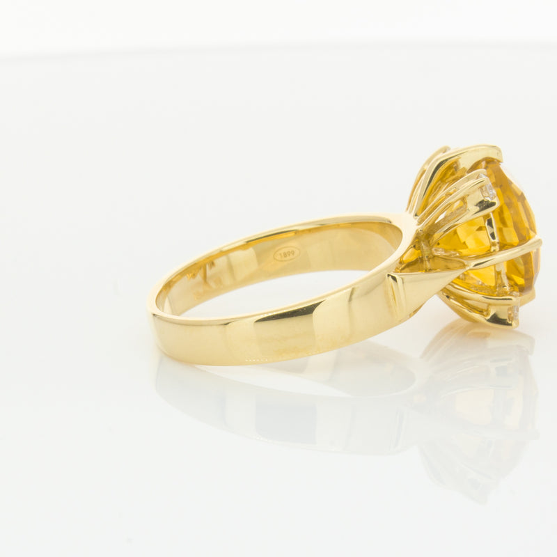 18ct Yellow Gold Citrine & Diamond Ring-Ring-Walker & Hall