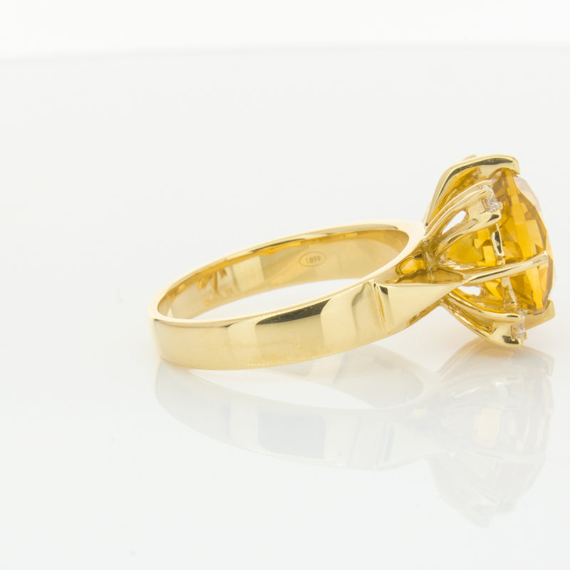 18ct Yellow Gold Citrine & Diamond Ring-Ring-Walker & Hall
