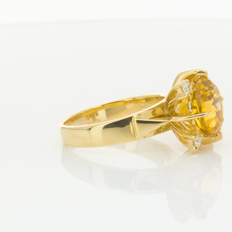 18ct Yellow Gold Citrine & Diamond Ring-Ring-Walker & Hall
