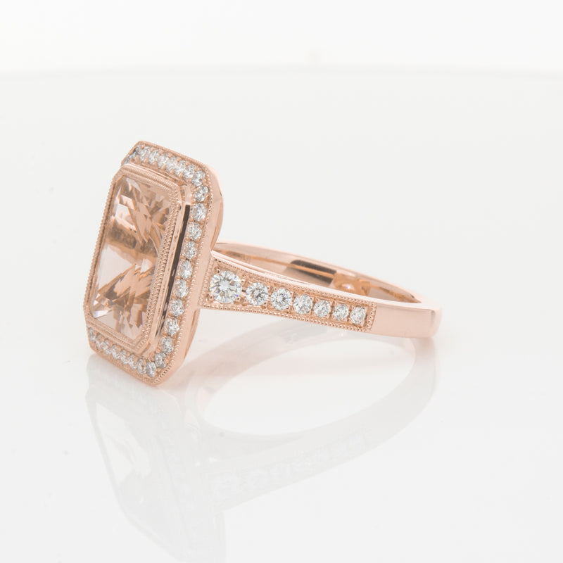 18ct Rose Gold 3.76ct Morganite & Diamond Ring-Walker & Hall