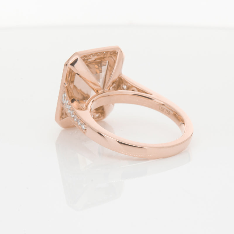 18ct Rose Gold 3.76ct Morganite & Diamond Ring-Walker & Hall
