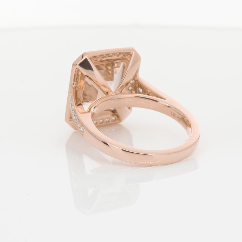 18ct Rose Gold 3.76ct Morganite & Diamond Ring-Walker & Hall