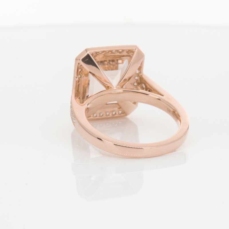 18ct Rose Gold 3.76ct Morganite & Diamond Ring-Walker & Hall