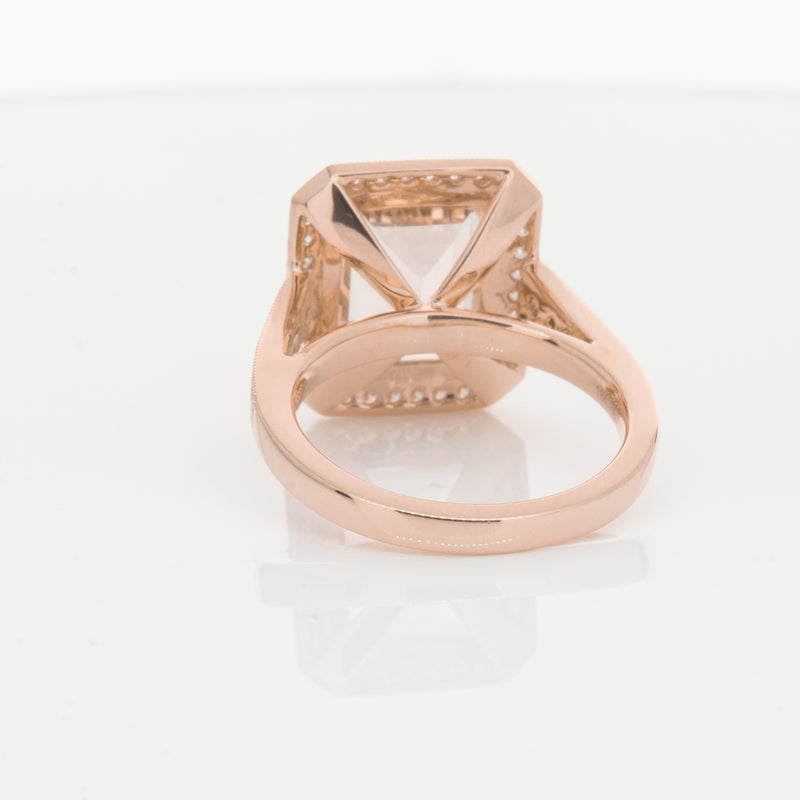 18ct Rose Gold 3.76ct Morganite & Diamond Ring-Walker & Hall