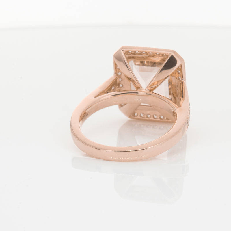 18ct Rose Gold 3.76ct Morganite & Diamond Ring-Walker & Hall