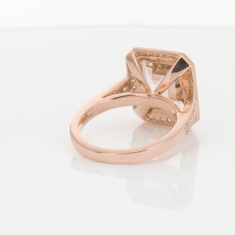 18ct Rose Gold 3.76ct Morganite & Diamond Ring-Walker & Hall