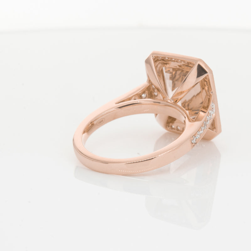 18ct Rose Gold 3.76ct Morganite & Diamond Ring-Walker & Hall