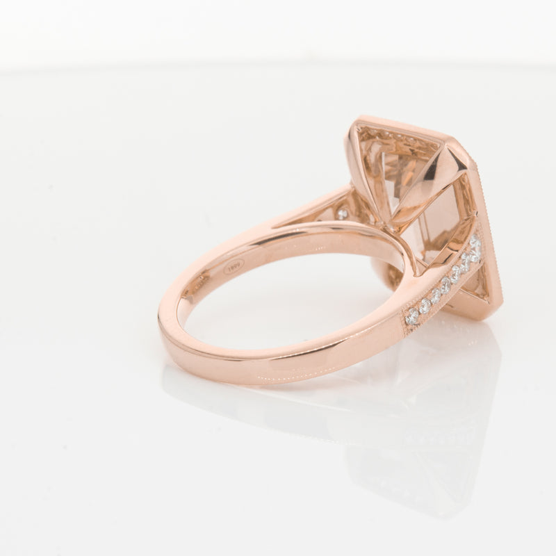 18ct Rose Gold 3.76ct Morganite & Diamond Ring-Walker & Hall