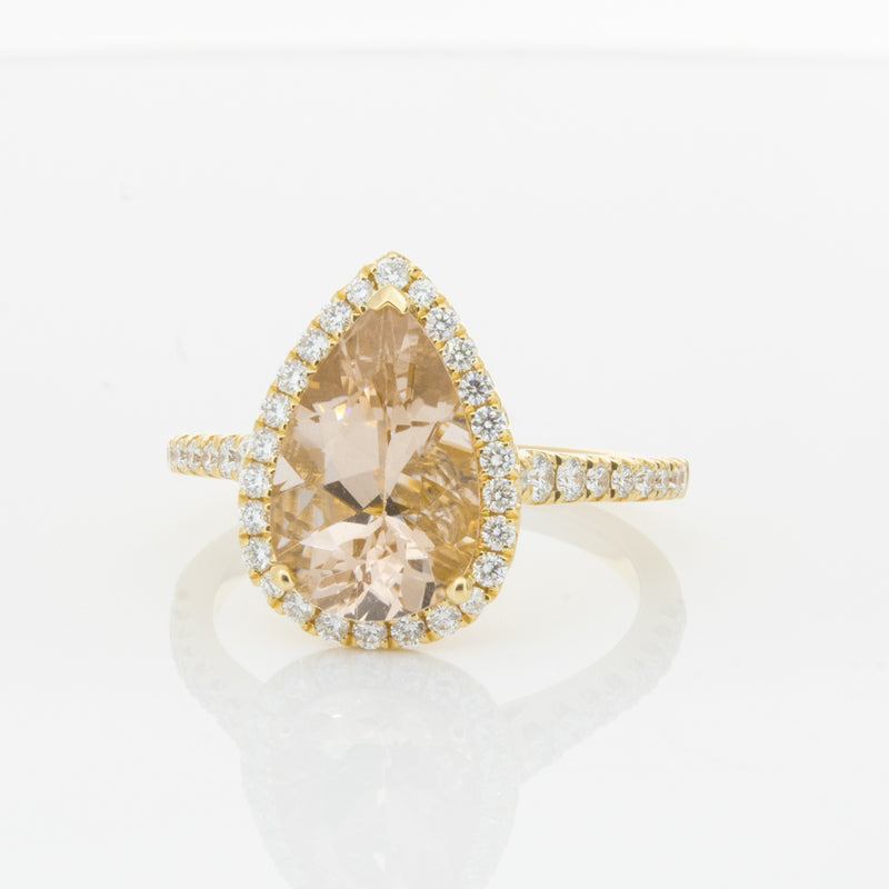 18ct Yellow Gold Morganite & Diamond Sierra Ring-Ring-Walker & Hall