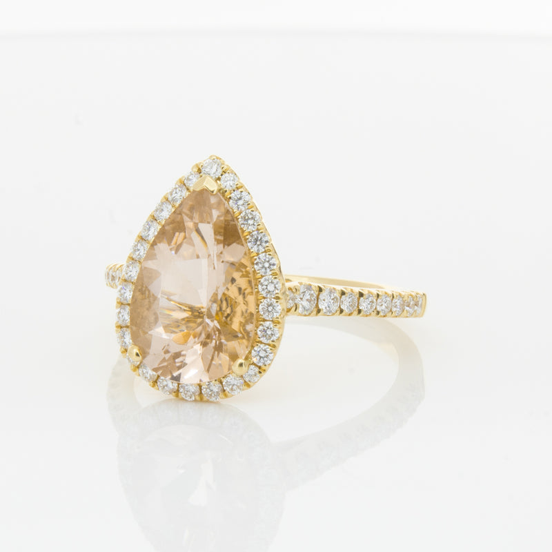 18ct Yellow Gold Morganite & Diamond Sierra Ring-Ring-Walker & Hall