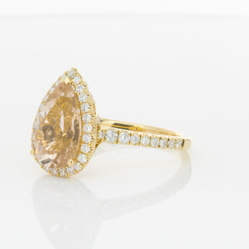 18ct Yellow Gold Morganite & Diamond Sierra Ring-Ring-Walker & Hall