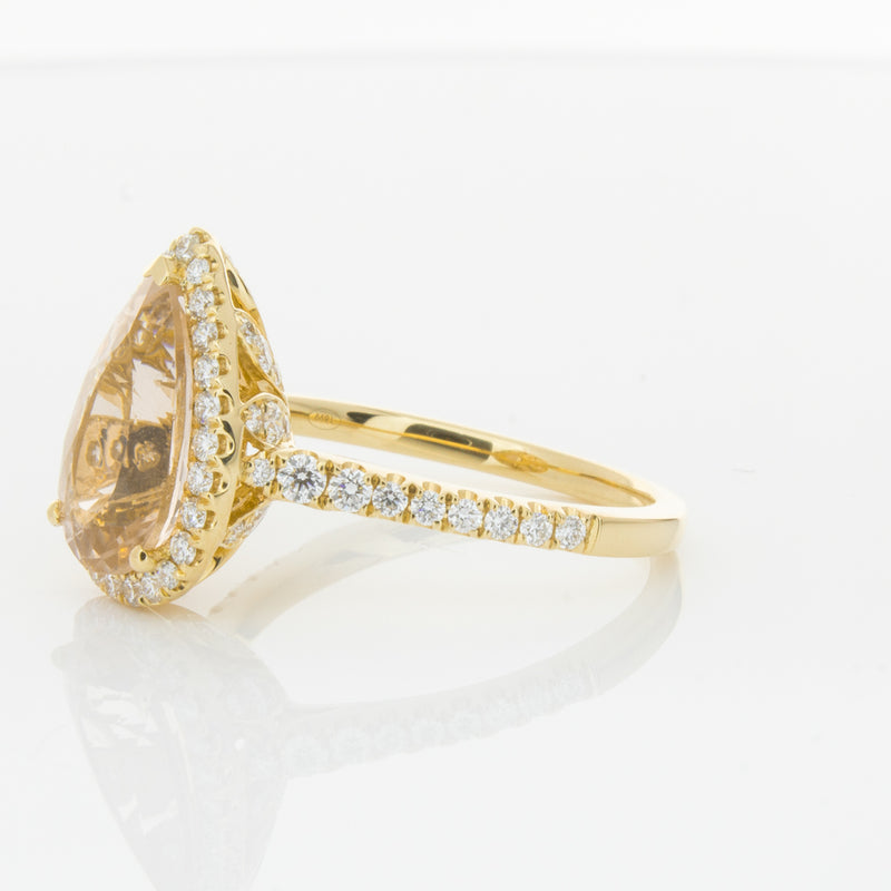 18ct Yellow Gold Morganite & Diamond Sierra Ring-Ring-Walker & Hall