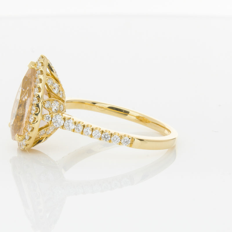 18ct Yellow Gold Morganite & Diamond Sierra Ring-Ring-Walker & Hall