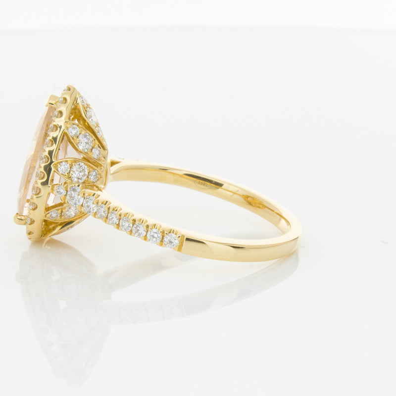 18ct Yellow Gold Morganite & Diamond Sierra Ring-Ring-Walker & Hall